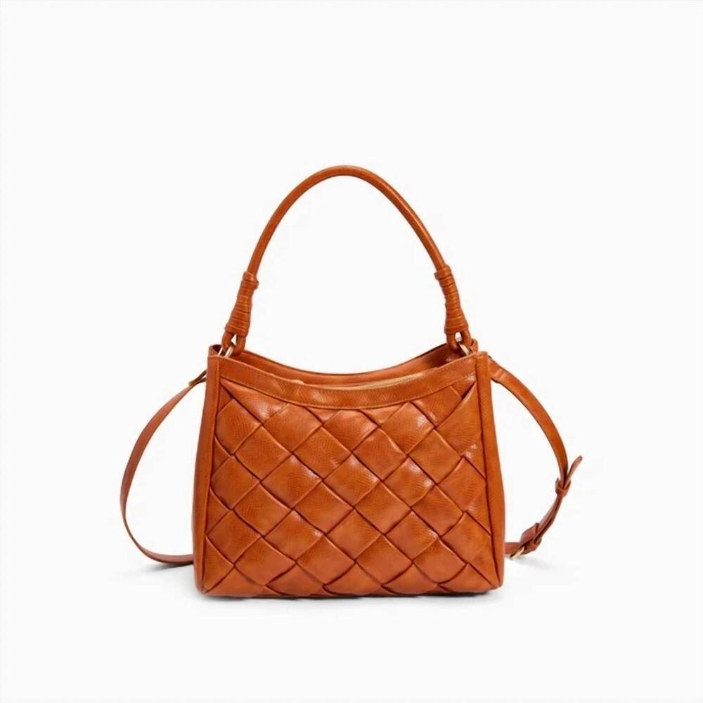NEW LIKE DREAMS women's katherine woven satchel bag in burnt orange
